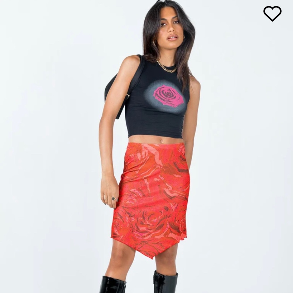 Motel Rocks Rose Printed Midi Skirt
